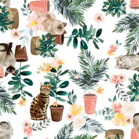 Cats with Plants 1 Yard End Bolt
