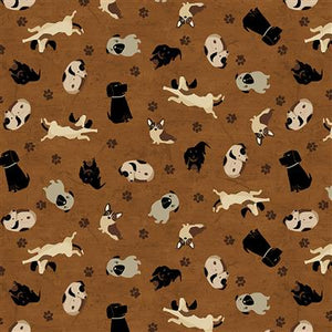 Tossed Dogs Light Brown A Dog's Life 1 Yard End Bolt